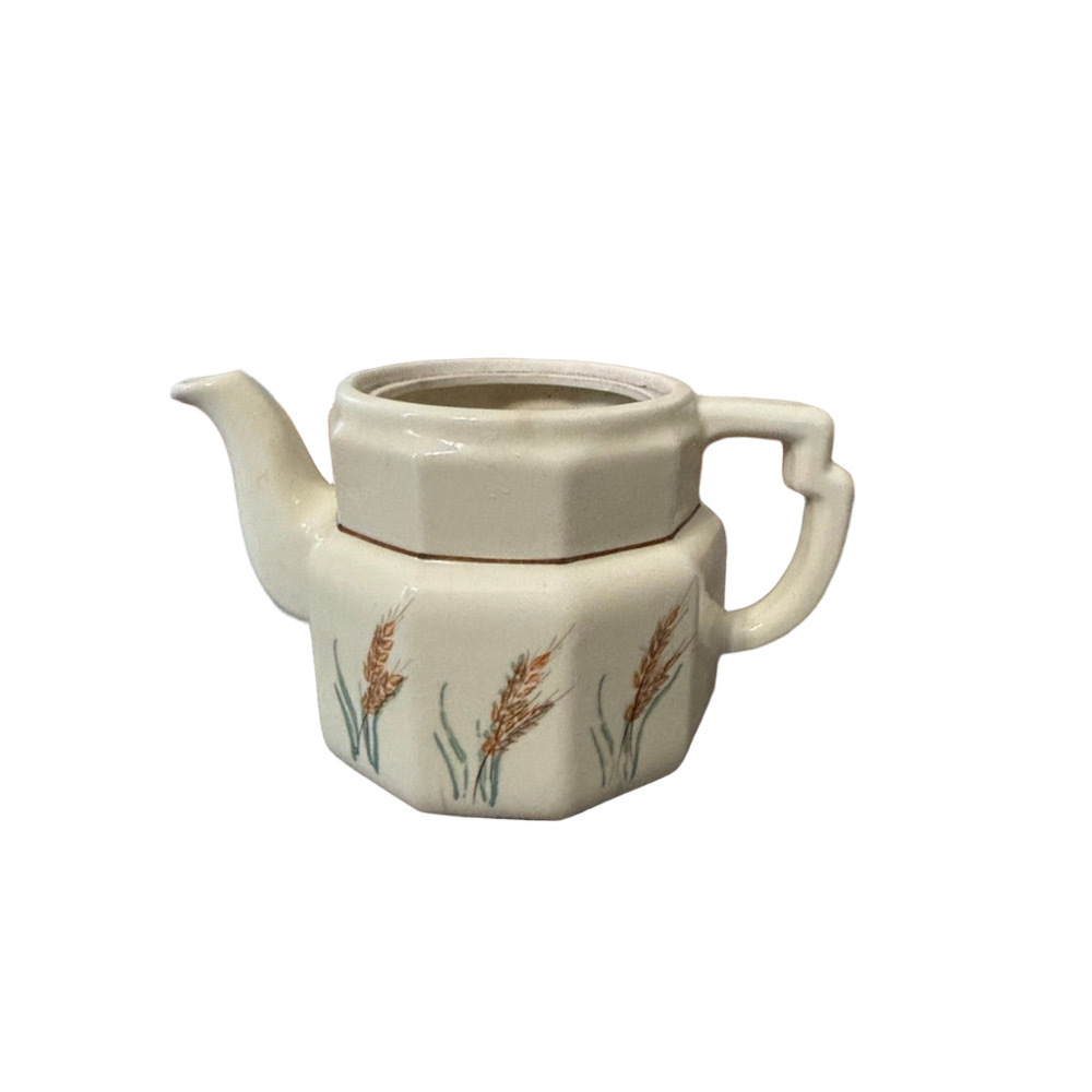 Vintage Porcelier Vitreous China Wheat Pattern Teapot No Lid Rustic Planter